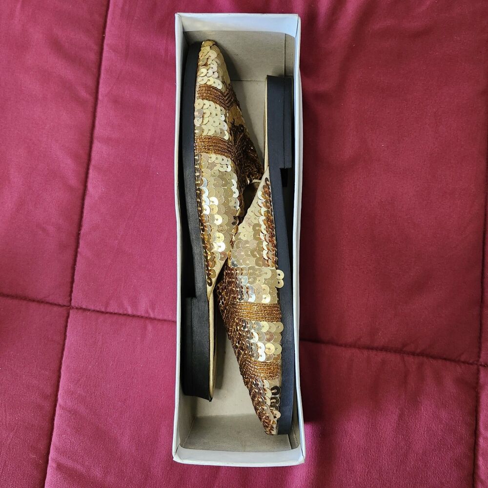 Vintage Easy USA Sequin Beads Mule Slides Y2K Satin Slippers Sz 7 NIB - Picture 10 of 11